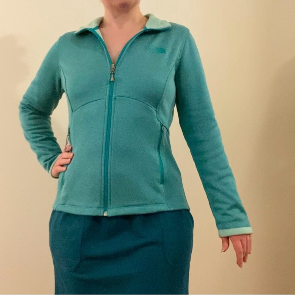 Green North Face Agave Full Zip size medium